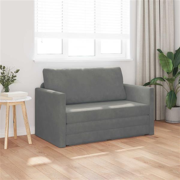 Grote foto vidaxl vouwsofa bed donkergrijs 124 x 71 x 78 cm fluweel huis en inrichting bankstellen