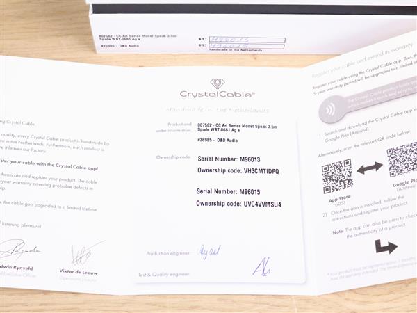 Grote foto crystal cable art series monet high end silver audio speaker cables 3 5 metre audio tv en foto onderdelen en accessoires