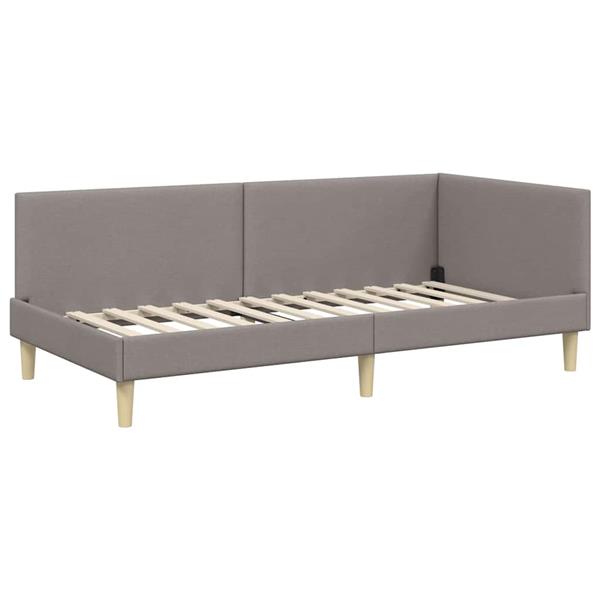 Grote foto vidaxl hoekbedframe taupe 100 cm x 200 cm stof en multiplex antiek en kunst stoelen en banken