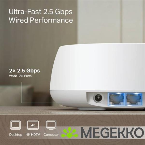 Grote foto tp link deco be25 1 pack mesh wifi systeem dual band 2.4 ghz 5 ghz wi fi 7 802.11be wit 2 int computers en software netwerkkaarten routers en switches