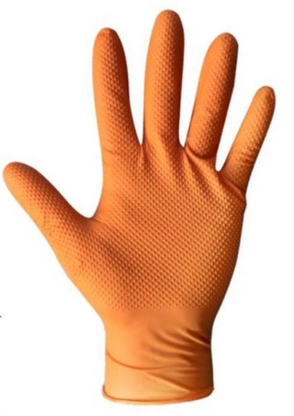 Grote foto pumagrip 4070 oranje ongepoederde disposable nitrile handschoenen met nopjes voor extra grip doe het zelf en verbouw materialen en producten