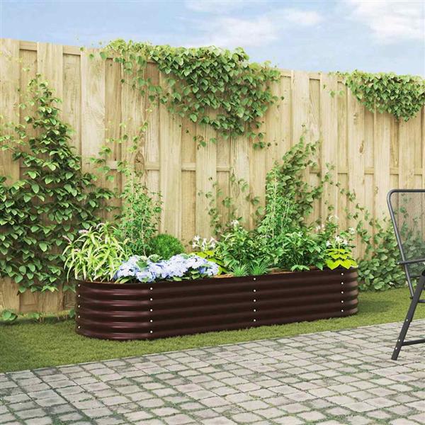Grote foto vidaxl verhoogd bed bruin 240 x 80 x 44 cm staal tuin en terras overige tuin en terras