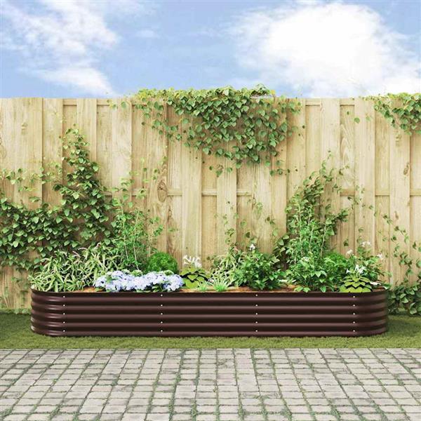 Grote foto vidaxl verhoogd bed bruin 320 x 80 x 44 cm staal tuin en terras overige tuin en terras