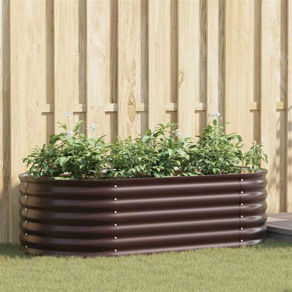 Grote foto vidaxl verhoogd bed bruin 160 x 80 x 44 cm staal tuin en terras overige tuin en terras