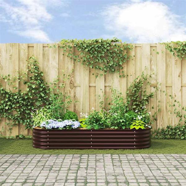 Grote foto vidaxl verhoogd bed bruin 240 x 80 x 44 cm staal tuin en terras overige tuin en terras