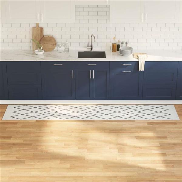 Grote foto vidaxl keuken vloerkleed wit 300 x 60 cm fluweel tuin en terras overige tuin en terras