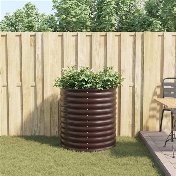 Grote foto vidaxl verhoogd bed bruin 80 x 80 x 81 cm staal tuin en terras overige tuin en terras