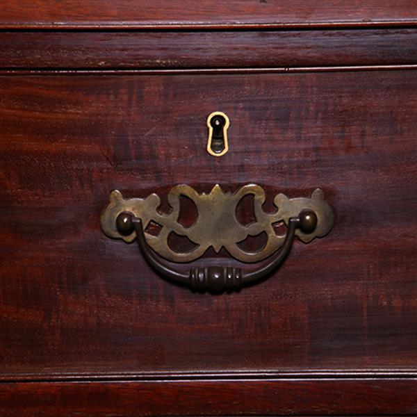 Grote foto engels mahonie breakfront bibliotheek of porseleinkast met schrijfklep no.381235 antiek en kunst stoelen en banken