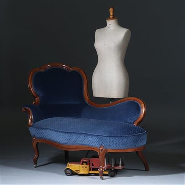 Grote foto elegante mahonie willem iii sofa met lavendelblauw velours no.290805 antiek en kunst stoelen en banken