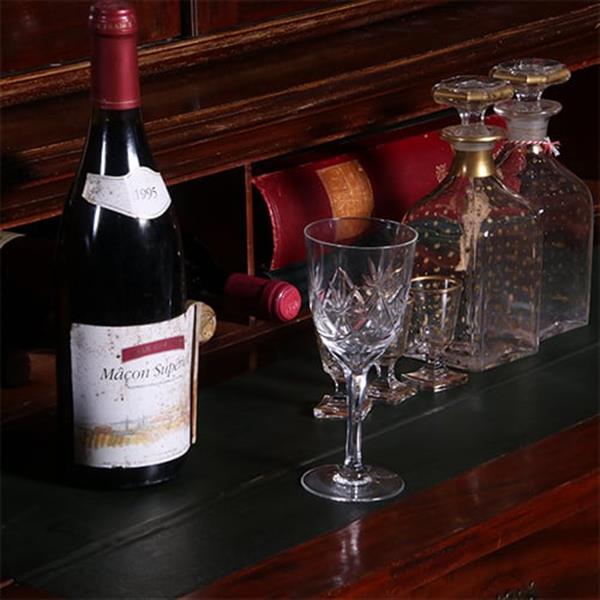 Grote foto engels mahonie breakfront bibliotheek of porseleinkast met schrijfklep no.381235 antiek en kunst stoelen en banken