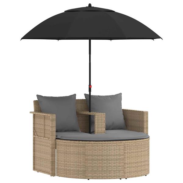 Grote foto vidaxl tuinbank met kussen 8 pcs beige en licht grijs poly rattan tuin en terras tuinmeubelen
