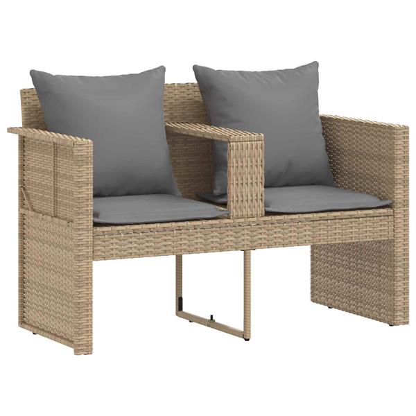 Grote foto vidaxl tuinbank met kussen 8 pcs beige en licht grijs poly rattan tuin en terras tuinmeubelen