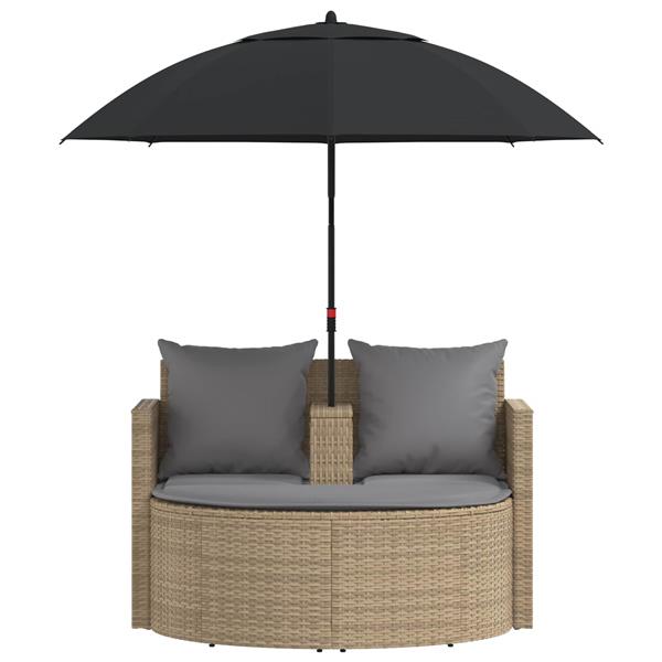 Grote foto vidaxl tuinbank met kussen 8 pcs beige en licht grijs poly rattan tuin en terras tuinmeubelen
