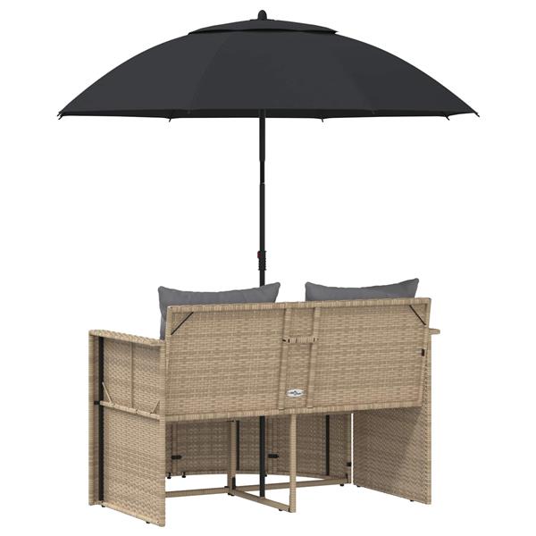 Grote foto vidaxl tuinbank met kussen 8 pcs beige en licht grijs poly rattan tuin en terras tuinmeubelen