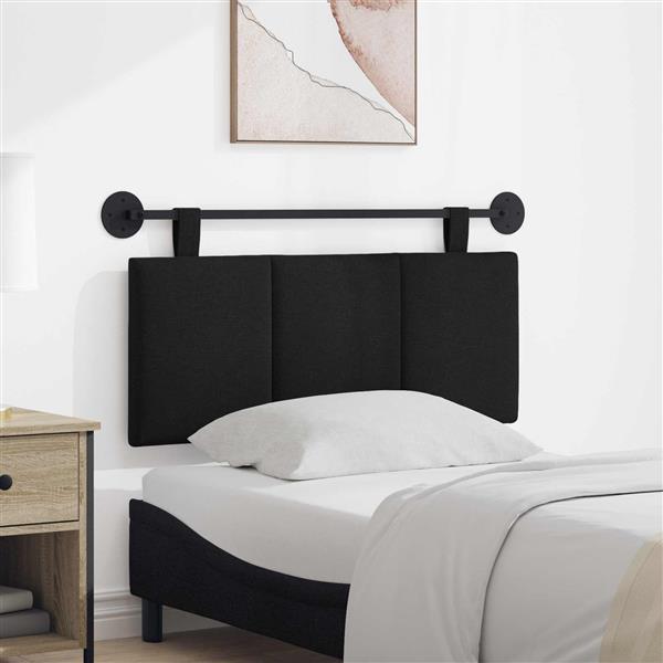 Grote foto vidaxl hangend hoofdeinde wandgemonteerd zwart 110 x 55 x 5 cm stof antiek en kunst stoelen en banken