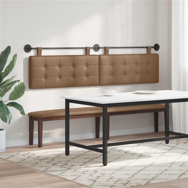 Grote foto vidaxl hangend hoofdeinde cappuccino 210 x 55 x 5 cm nep leer antiek en kunst stoelen en banken