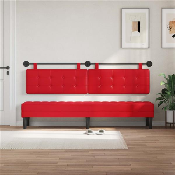 Grote foto vidaxl hangend hoofdeinde wandgemonteerd rood 210 x 55 x 5 cm nep leer antiek en kunst stoelen en banken