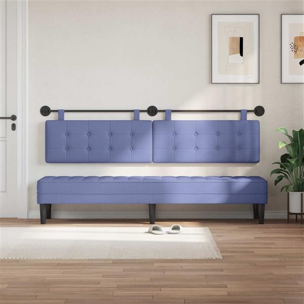 Grote foto vidaxl hangend hoofdeinde wandgemonteerd jeans blauw 210 x 55 x 5 cm antiek en kunst stoelen en banken