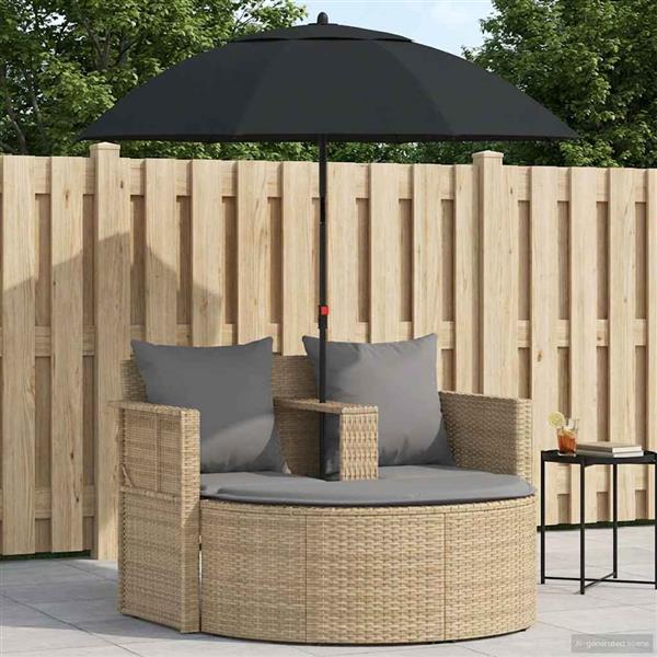 Grote foto vidaxl tuinbank met kussen 8 pcs beige en licht grijs poly rattan tuin en terras tuinmeubelen
