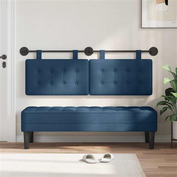 Grote foto vidaxl hangend hoofdbord blauw stof antiek en kunst stoelen en banken