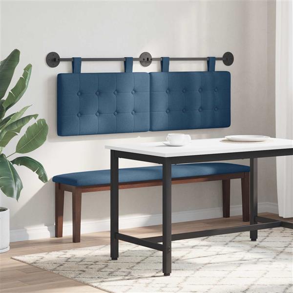Grote foto vidaxl hangend hoofdbord blauw stof antiek en kunst stoelen en banken