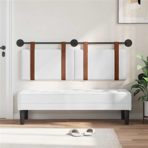 Grote foto vidaxl hangend hoofdeinde wandgemonteerd wit 140 x 40 cm bewerkt hout antiek en kunst stoelen en banken