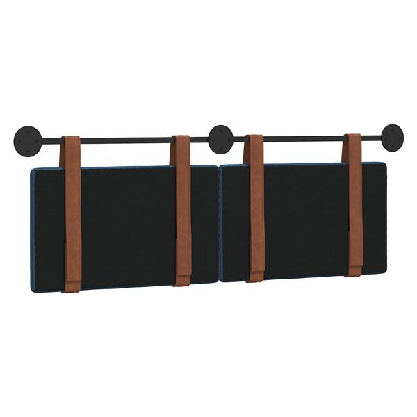 Grote foto vidaxl hangend hoofdeinde effen blauw 140 x 40 cm bewerkt hout antiek en kunst stoelen en banken