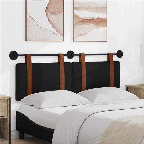 Grote foto vidaxl hangend hoofdeinde effen zwart 140 x 40 cm bewerkt hout antiek en kunst stoelen en banken