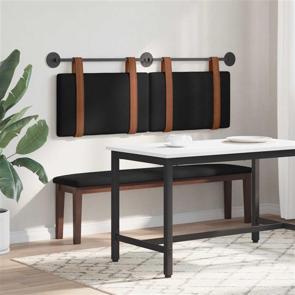 Grote foto vidaxl hangend hoofdeinde effen zwart 140 x 40 cm bewerkt hout antiek en kunst stoelen en banken