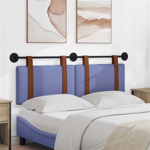 Grote foto vidaxl hangend hoofdeinde effen jeans blauw 130 x 55 x 5 cm antiek pu antiek en kunst stoelen en banken
