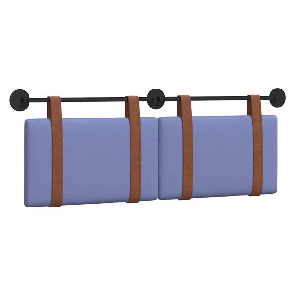 Grote foto vidaxl hangend hoofdeinde effen jeans blauw 130 x 55 x 5 cm antiek pu antiek en kunst stoelen en banken