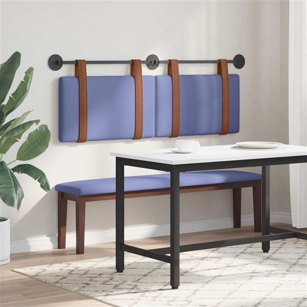 Grote foto vidaxl hangend hoofdeinde effen jeans blauw 130 x 55 x 5 cm antiek pu antiek en kunst stoelen en banken