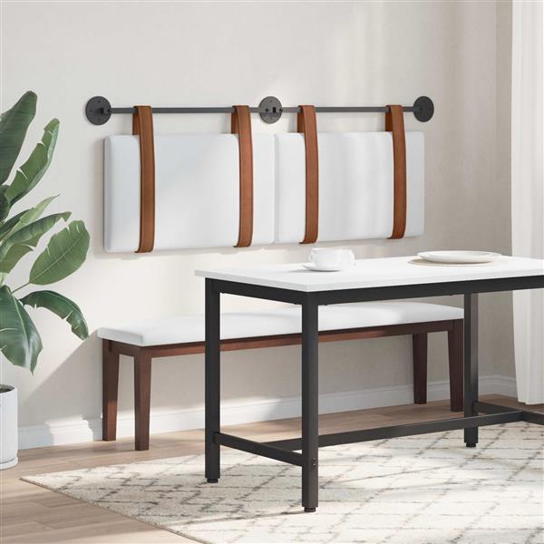 Grote foto vidaxl hangend hoofdeinde wandgemonteerd wit 120 x 40 cm bewerkt hout antiek en kunst stoelen en banken