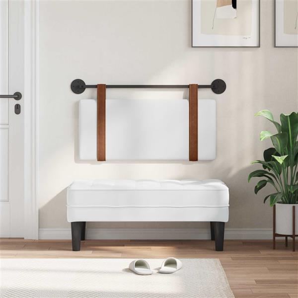 Grote foto vidaxl hangend hoofdeinde wandgemonteerd wit 80 x 40 cm bewerkt hout antiek en kunst stoelen en banken