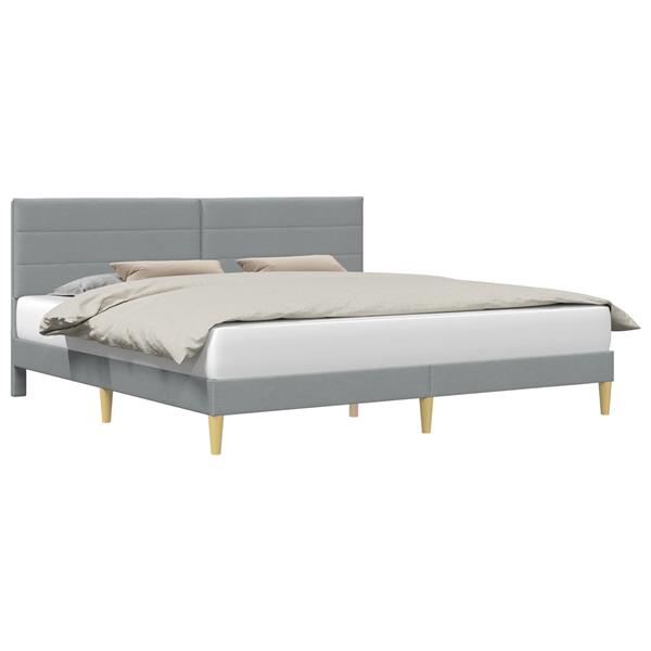 Grote foto vidaxl bedframe met hoofdeinde lichtgrijs 200 x 200 cm stof antiek en kunst stoelen en banken
