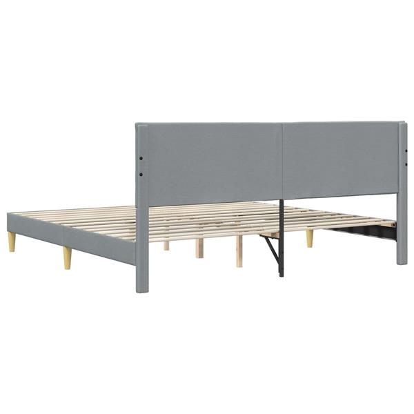 Grote foto vidaxl bedframe met hoofdeinde lichtgrijs 200 x 200 cm stof antiek en kunst stoelen en banken
