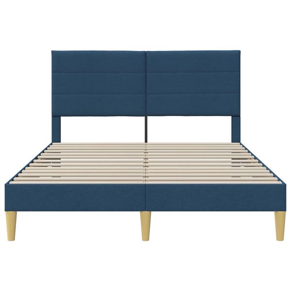 Grote foto vidaxl bedframe met hoofdeinde blauw 140 x 200 cm stof antiek en kunst stoelen en banken