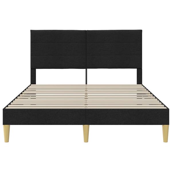 Grote foto vidaxl bedframe met hoofdeinde zwart 140 x 200 cm stof antiek en kunst stoelen en banken