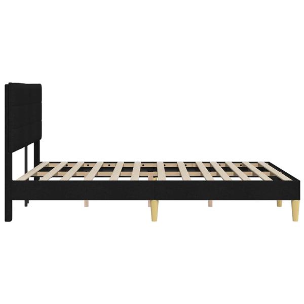 Grote foto vidaxl bedframe met hoofdeinde zwart 140 x 200 cm stof antiek en kunst stoelen en banken