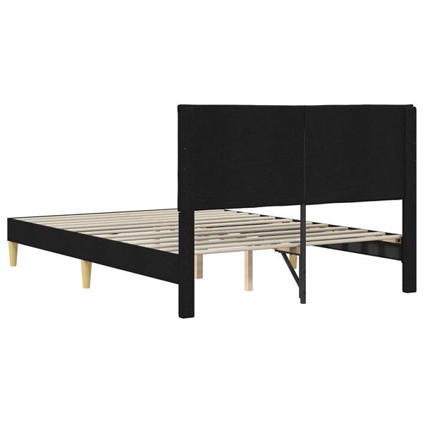 Grote foto vidaxl bedframe met hoofdeinde zwart 140 x 200 cm stof antiek en kunst stoelen en banken