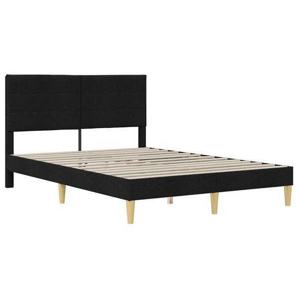 Grote foto vidaxl bedframe met hoofdeinde zwart 140 x 190 cm stof antiek en kunst stoelen en banken