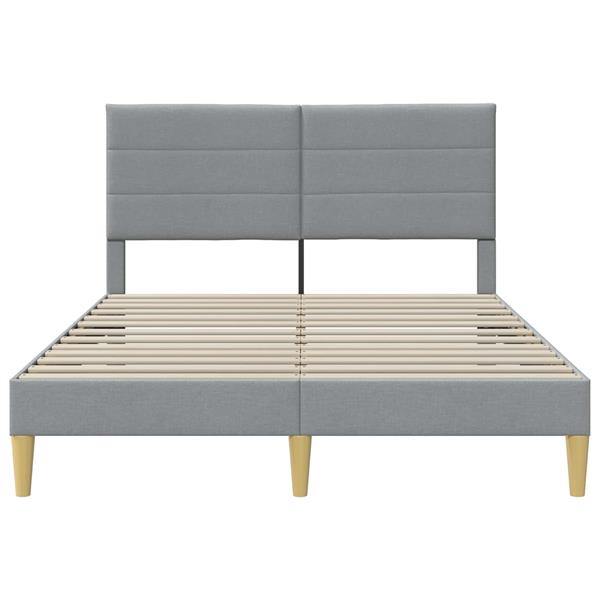 Grote foto vidaxl bedframe met hoofdeinde lichtgrijs 140 x 190 cm stof antiek en kunst stoelen en banken
