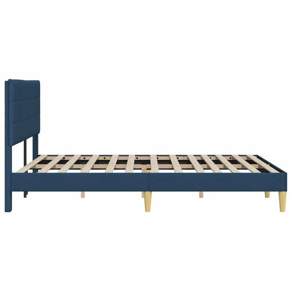 Grote foto vidaxl bedframe met hoofdeinde blauw 120 x 190 cm stof antiek en kunst stoelen en banken