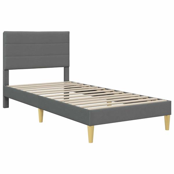 Grote foto vidaxl bedframe met hoofdeinde donkergrijs 90 x 200 cm stof antiek en kunst stoelen en banken