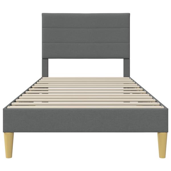 Grote foto vidaxl bedframe met hoofdeinde donkergrijs 90 x 200 cm stof antiek en kunst stoelen en banken