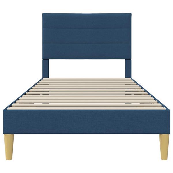 Grote foto vidaxl bedframe met hoofdeinde blauw 90 x 190 cm stof antiek en kunst stoelen en banken