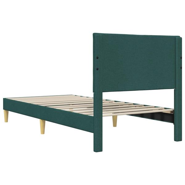 Grote foto vidaxl bedframe met hoofdeinde donkergroen 90 x 190 cm stof antiek en kunst stoelen en banken