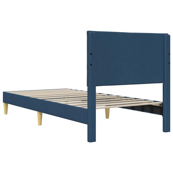 Grote foto vidaxl bedframe met hoofdeinde blauw 80 x 200 cm stof antiek en kunst stoelen en banken