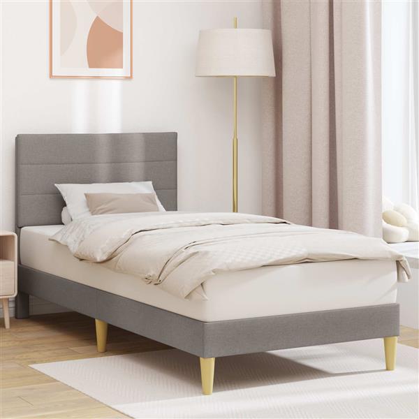 Grote foto vidaxl bedframe met hoofdeinde taupe 80 x 200 cm stof antiek en kunst stoelen en banken