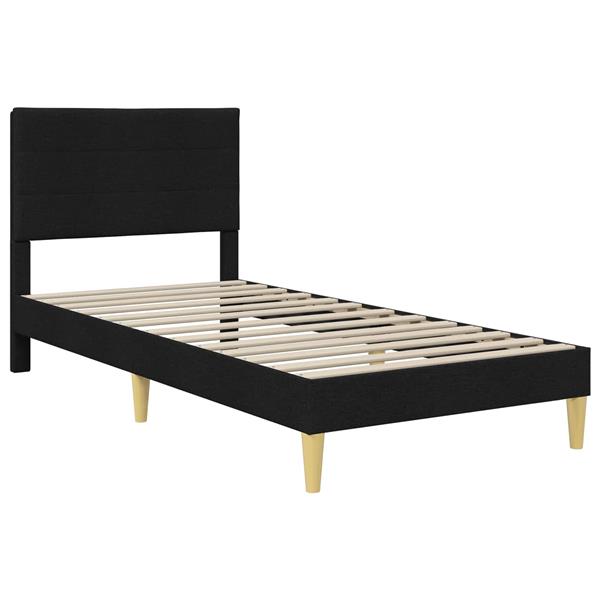 Grote foto vidaxl bedframe met hoofdeinde zwart 80 x 200 cm stof antiek en kunst stoelen en banken